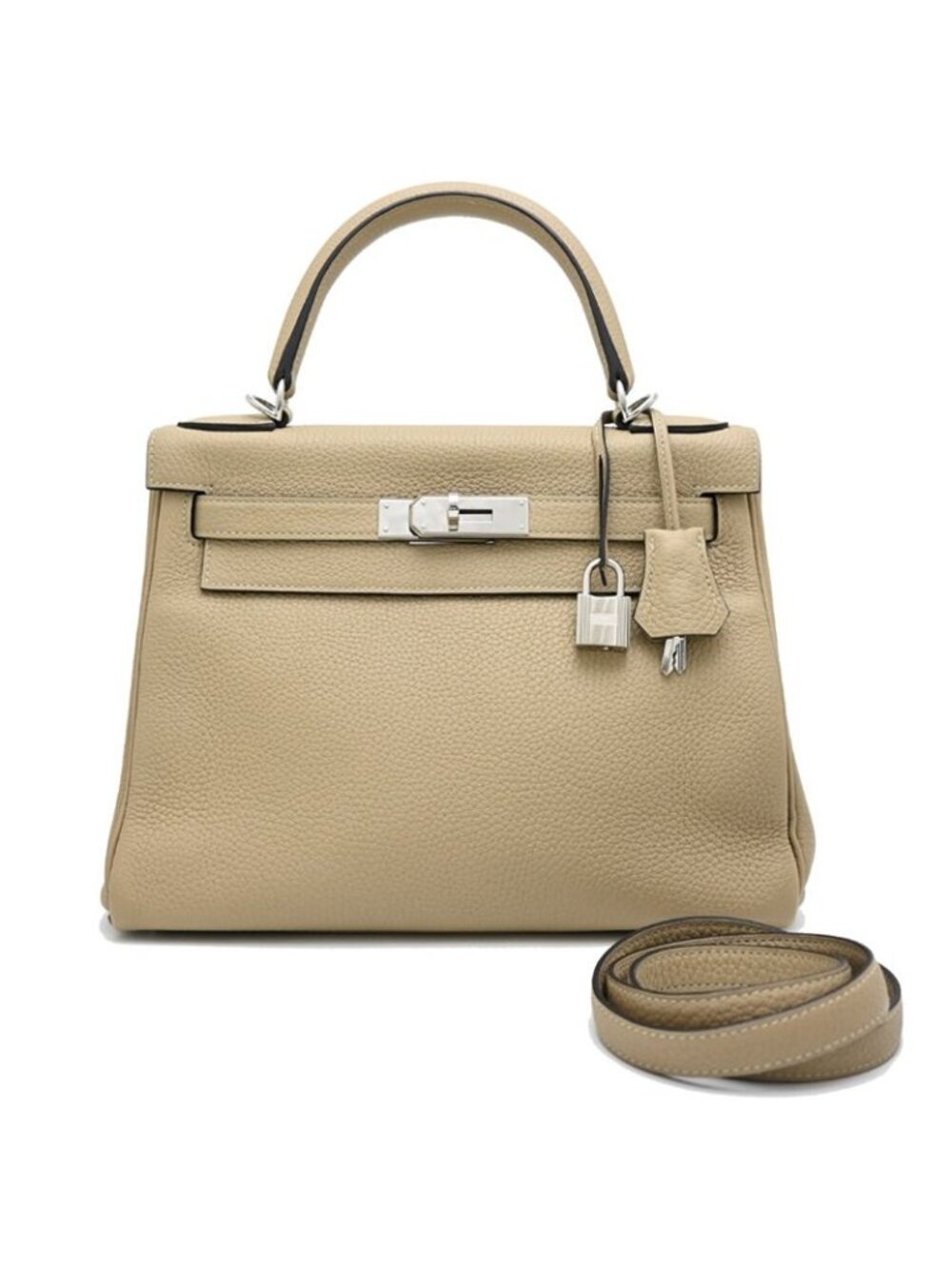 Hermes Handbag Kelly 28 Retourne Silver